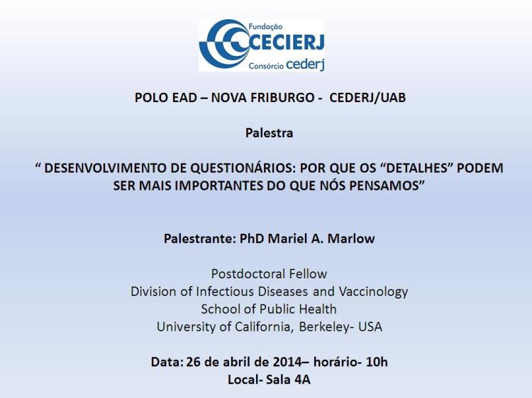 Palestra - Polo EAD de Nova Friburgo - 26 de abril de 2014